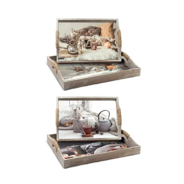Mursten Opsætning DKD Home Decor Multifarvet 40 x 30 x 6 cm Træ MDF (2 stk) - Stilfuld indretning til hjemmet.