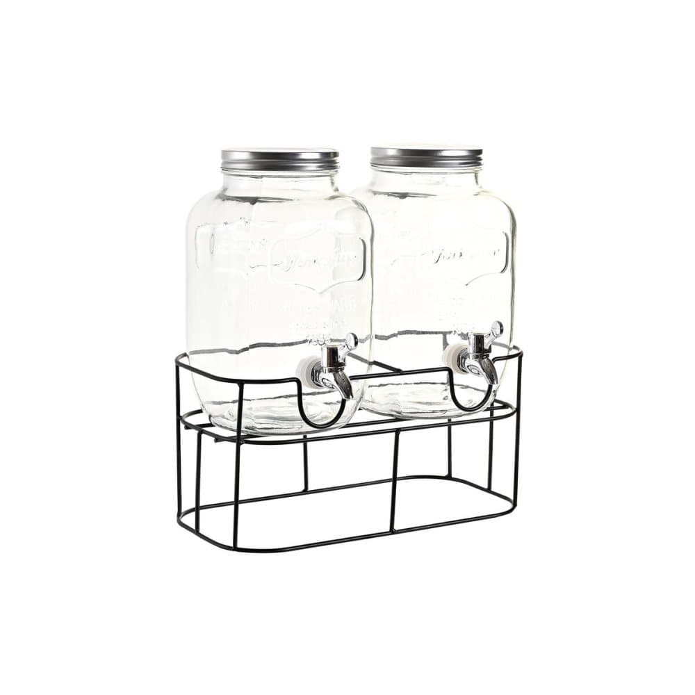 Dryckdispenser DKD Home Decor 2 x 4 L Glas Transparent Järn