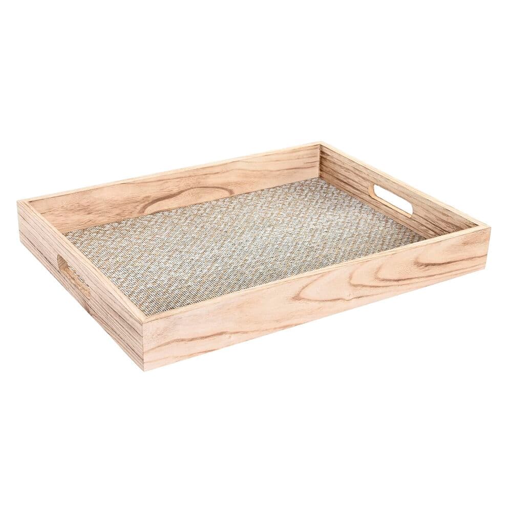Snacksbricka DKD Home Decor Naturell Trä MDF Boho Avskalad (40 x 30 x 5 cm)