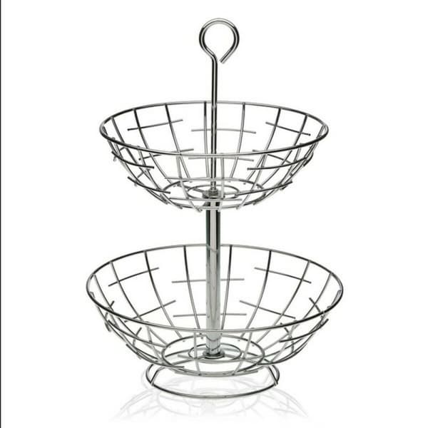 Fruktskål Versa 2 Hyllor Metall Silvrig Stål 28 x 41 x 28 cm