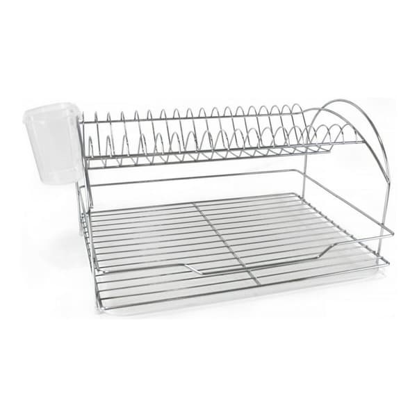 Diskställ Quttin Silvrig Metall Vit Plast (46,5 x 35,5 x 26 cm)