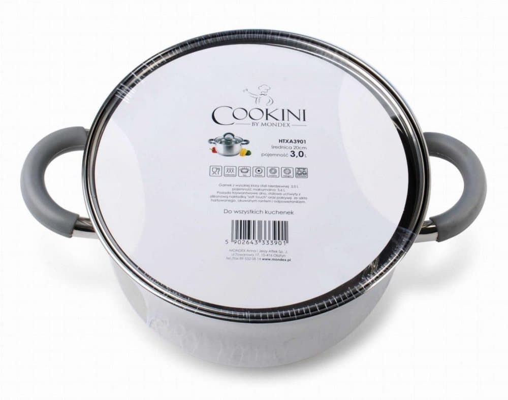 Rostfritt stålpott med lock 17.5cm 1.5L Cooki HTX3888