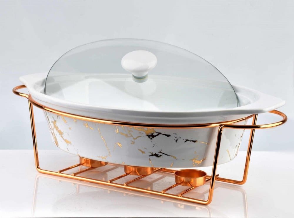 Keramiskt värmebeständigt kärl med 38 cm 2,6 liter marmor Mondex htn8998