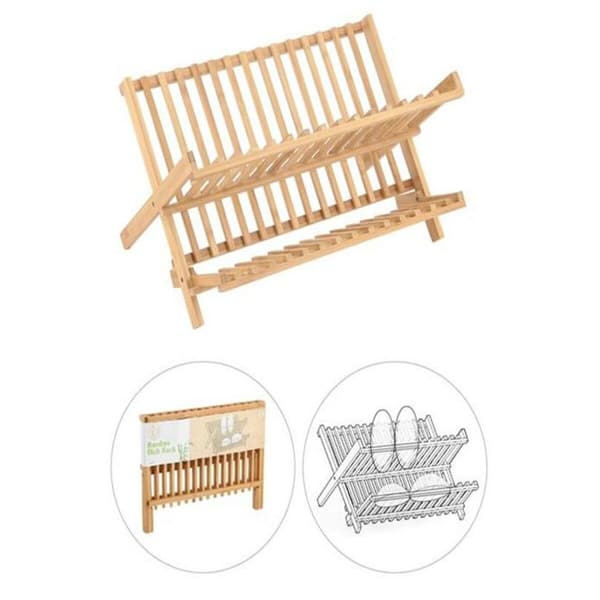 Kääntyvä astiankuivausteline keittiöön DKD Home Decor 42 x 27,5 x 38 cm Luonnonvärinen – Käytännöllinen teline astioille luonnollisessa muotoilussa.