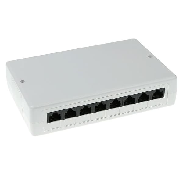 ACT pinta-asennettava laatikko suojaamaton 8 porttia CAT5E. Tyyppi: CAT5E asennuslaatikko c5e 8 prt suojaamaton (FA5000)