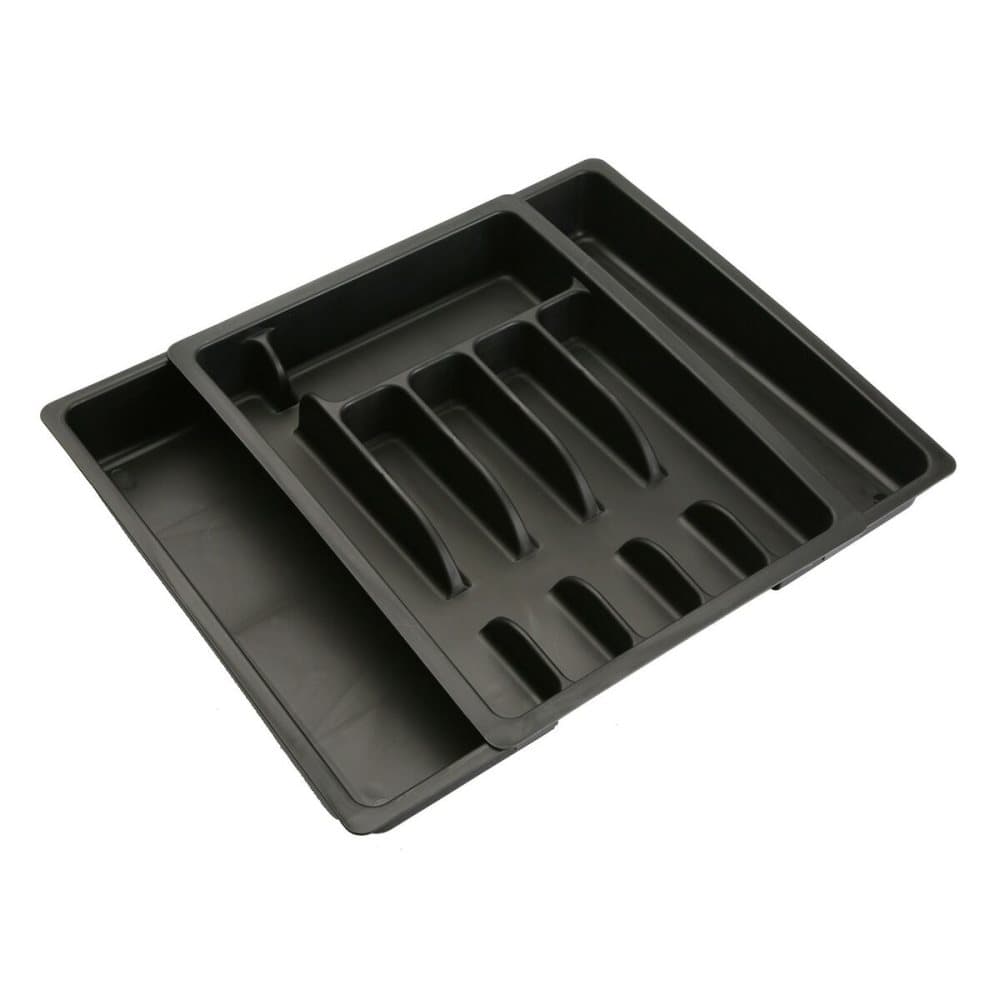 Besticks-sortering Versa Svart Utdragbar Stål (38 x 6 x 48 cm)