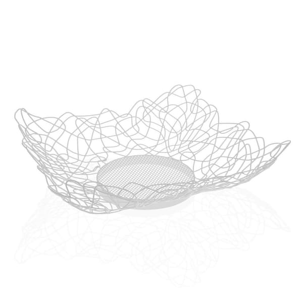 Frugtskål Versa Hvid Metal Stål (29 x 10 x 29 cm)