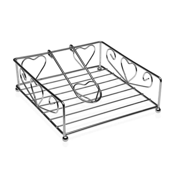 Servietholder Versa Hjerter Metal Stål (18,5 x 6 x 18,5 cm)