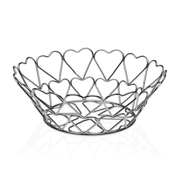 Frugtskål Versa Hjerter Metal Stål (26 x 10 x 26 cm)
