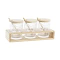 Miniatyrbillede 1 af 3: Sukkerskål DKD Home Decor Gennemsigtig Natur Bambus Aluminium Krystal Borosilikatglas 300 ml 28 x 10 x 13,5 cm