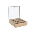 Miniatyrbillede 2 af 2: Æske til infusioner DKD Home Decor 24 x 24 x 6,5 cm Krystal Natur Blå Pink Metal Hvid 3 Dele Træ MDF