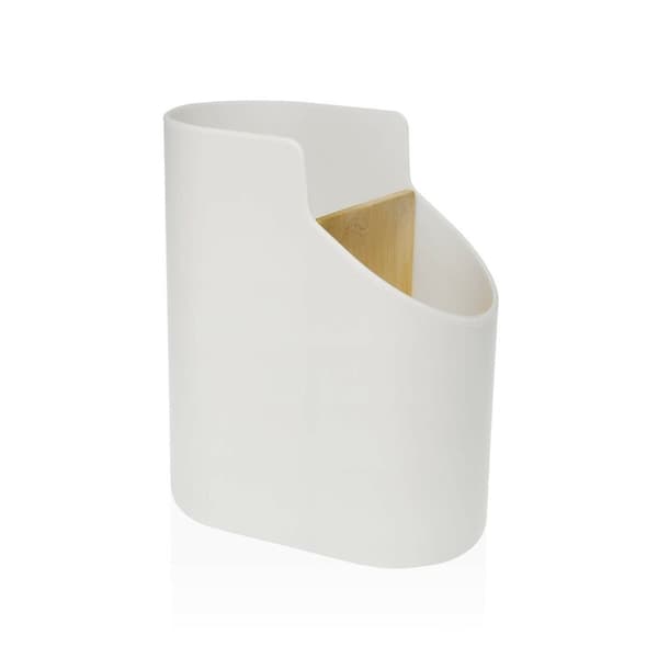 Kruka för köksredskap Versa Bambu ABS 8,5 x 17,6 x 15 cm Vit