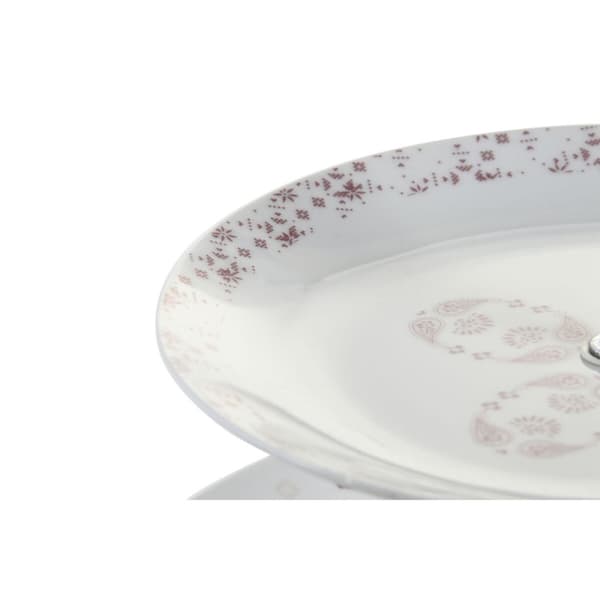 Frugtskål DKD Home Decor 27 x 27 x 34 cm Porcelæn Pink Metal Hvid