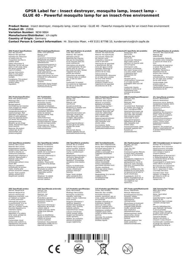 Hyönteisten tappaja, hyttyslamppu, hyönteisten sieppaaja - GLUE 40