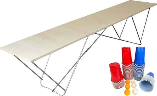 Beer pong bord til individuelt design - sæt 1 bord, 100 kopper, 6 bolde