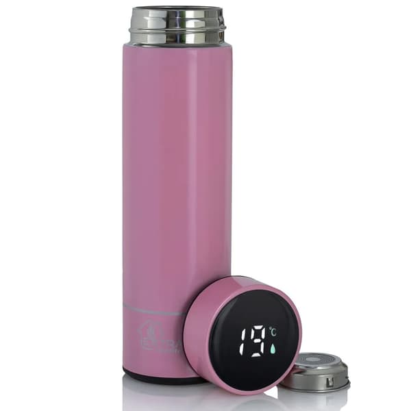 Rosa Termos med termometer med LED-display 500ml