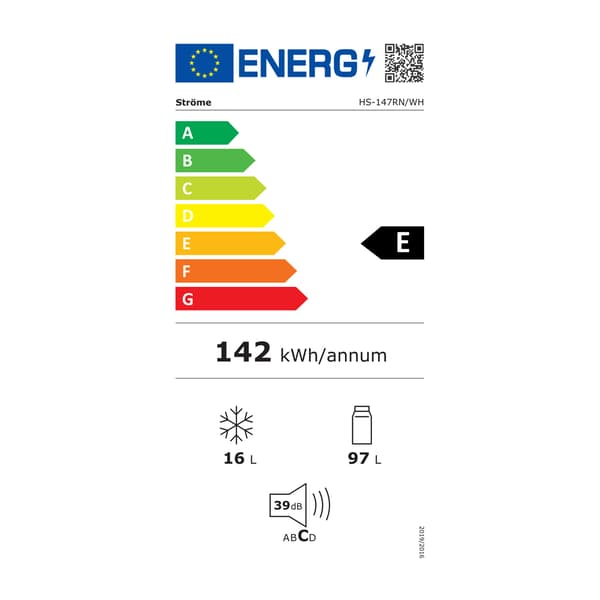Ströme kyl med frysfack 97/16L HS-147RN – kompakt kyl- och fryskombination för små utrymmen