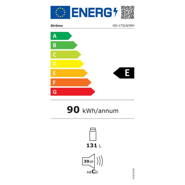 Ströme kjøleskap 131L HS-173LN - energieffektivt kjøleskap for små rom og ekstra oppbevaring