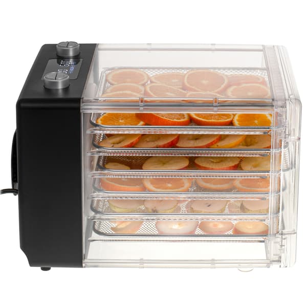 Tæppetørrer med timer, 6 bakker og sammenklappeligt design