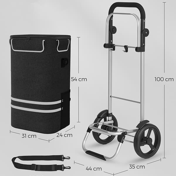 Sammenleggbar handlevogn med stor kapasitet og kjølebag