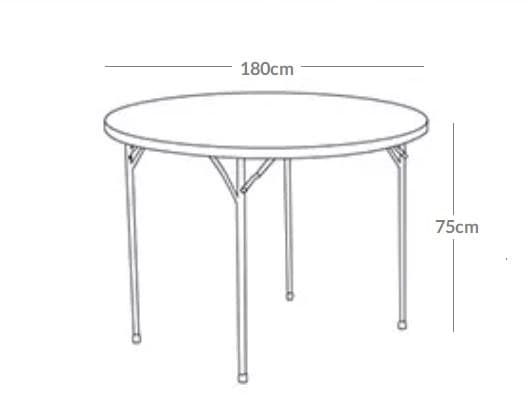 Elastinen valkoinen pöytäliina pyöreille pöydille, halkaisija 180 cm