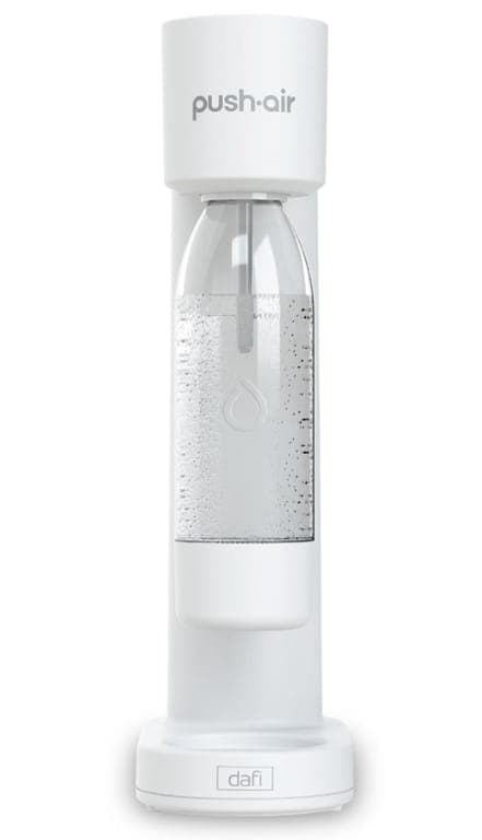Dafi PushAir -saturaattori CO2-patruunalla + 0,7 l pullolla, valkoinen-hopea