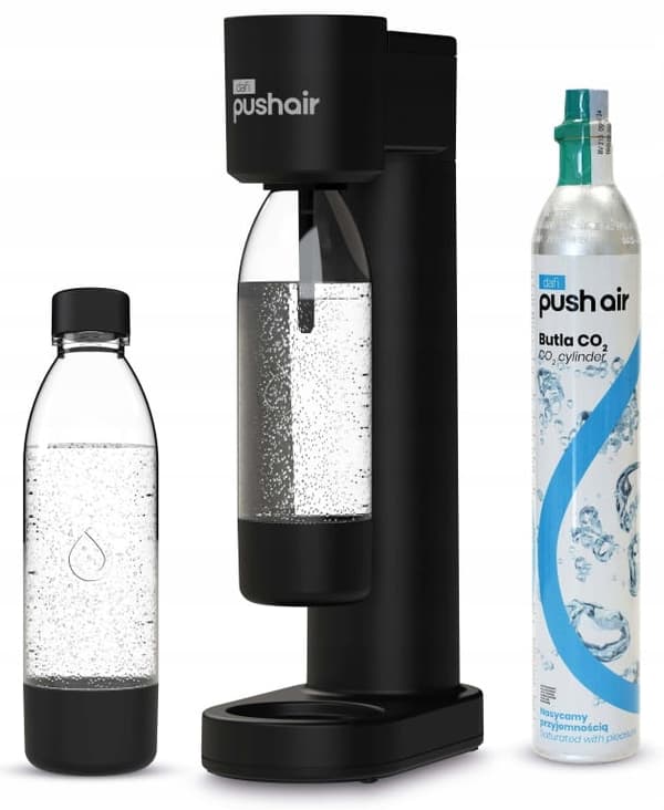 Dafi PushAir vandmætningstank + 2x 0,7 L flaske + CO2-patron sort sæt