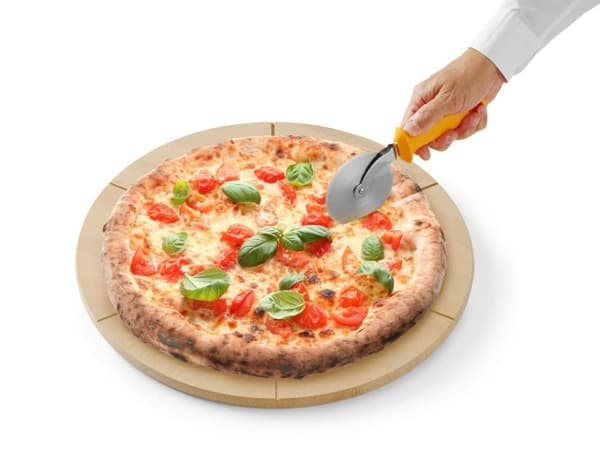 HENDI pizzabræt ⌀35 cm, bøgetræ, med riller til at skære i