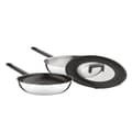 Miniatyrbillede 1 af 8: BergHOFF 3-delt stegepandest - Non-stick Uqonic Downdraft pander med universalt silikoneglaslg