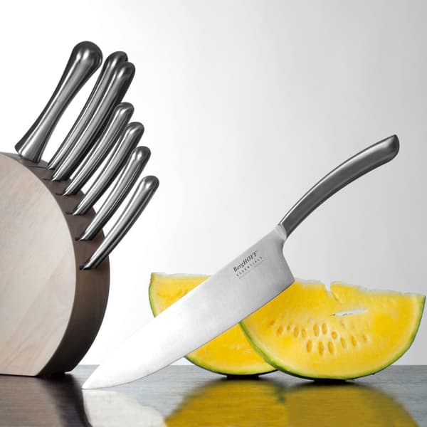 BergHOFF 8-delt knivblok - Trblok med 6 rustfrit stl knive og indbygget sliber
