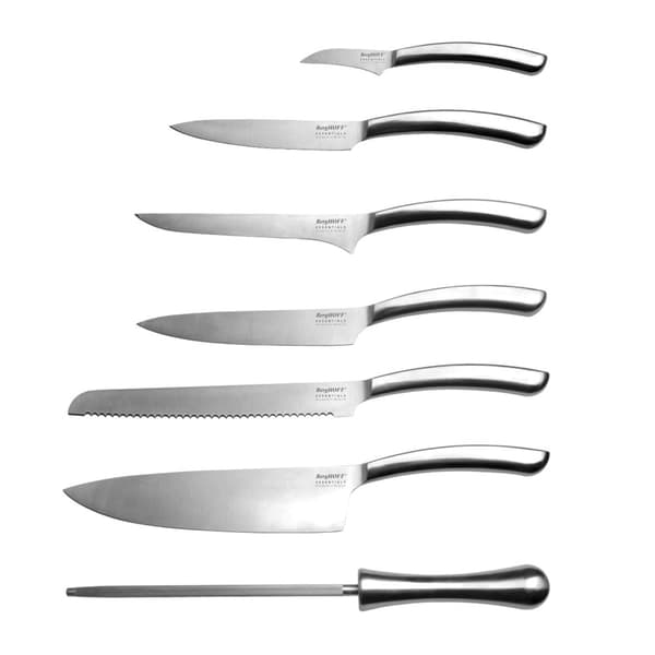 BergHOFF 8-delt knivblok - Trblok med 6 rustfrit stl knive og indbygget sliber