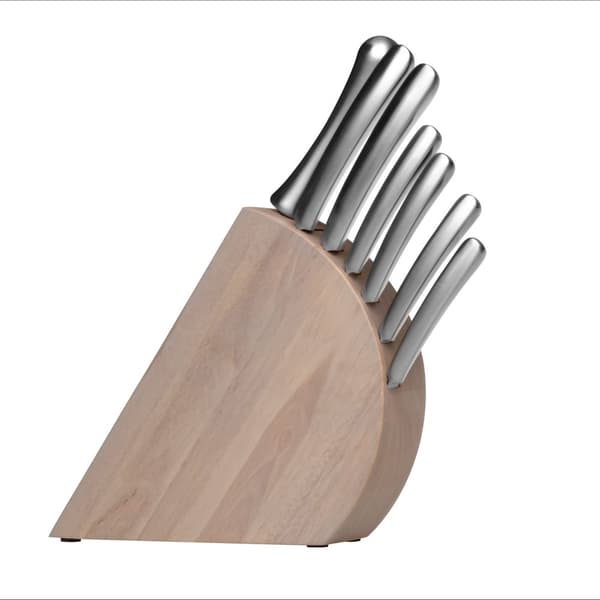 BergHOFF 8-delars knivblock - Trblock med 6 rostfria stlknivar och inbyggd knivslip