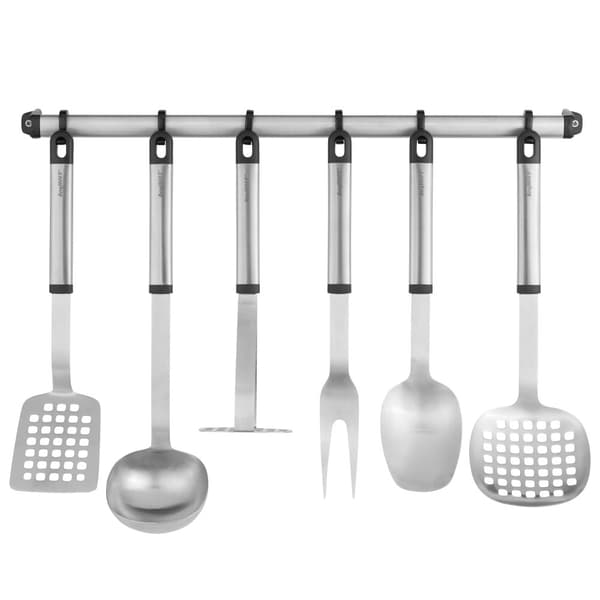 BergHOFF 8-delars kksredskapsset - Redskap i rostfritt stl med vggstll fr platsbesparing