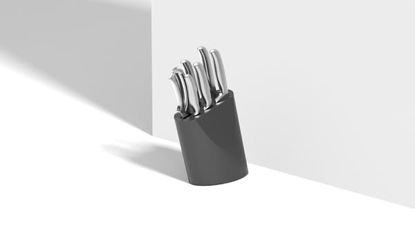 BergHOFF 8-delt knivblok st - Frame-serien med hndslebet klinger og ergonomiske soft-grip hndtag