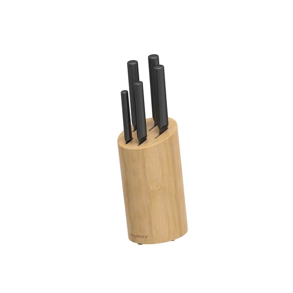 BergHOFF 6-delars knivblockset - Boron-serien med belagda blad och bambublock fr dagliga skruppgifter