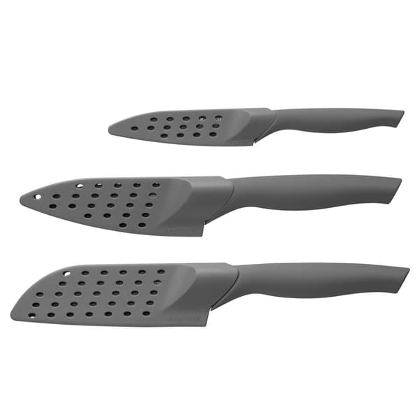 BergHOFF 3-delars knivset - Vector-serien med non-stick rostfria blad, mjuka handtag och slidor.