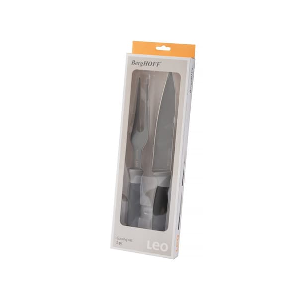 BergHOFF 2-delt udskringsst - Leo-serien kniv og gaffel med soft-touch hndtag til kd og fjerkr