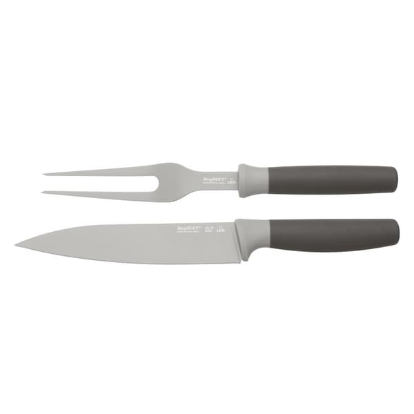 BergHOFF 2-delars trancherset - Leo-serien kniv och gaffel med mjuka handtag fr ktt och fgel.