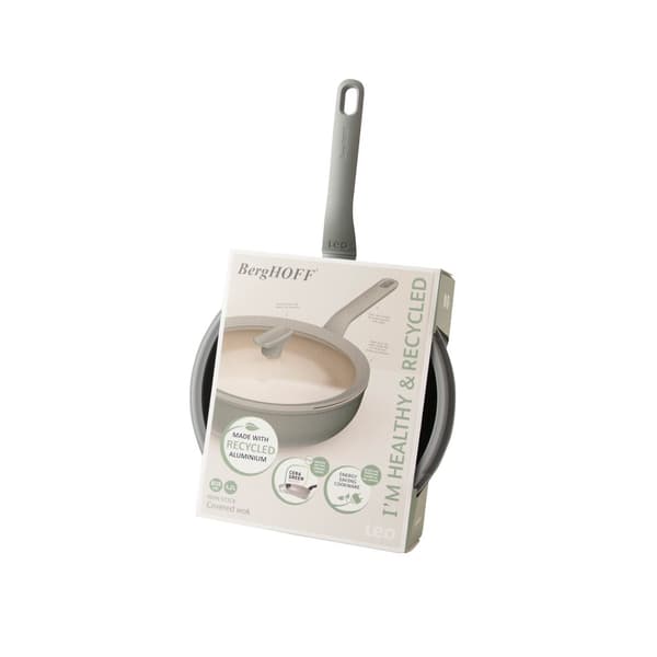 BergHOFF 28 cm Wok med Lg - Balance Moonmist Stegegryde med Glaslg og Si-funktion