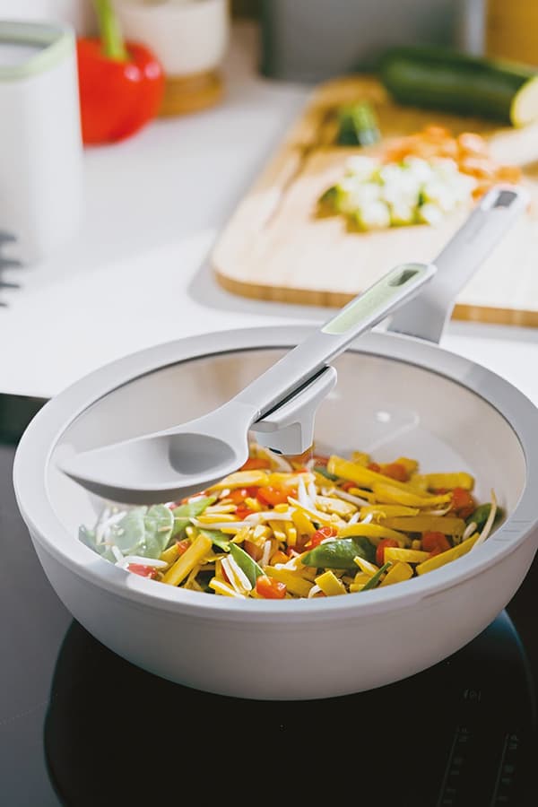 BergHOFF 28 cm Wok med Lg - Balance Moonmist Stegegryde med Glaslg og Si-funktion
