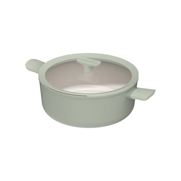 BergHOFF 28 cm Gryta med Lock - Balance Sage Non-Stick Aluminiumgryta med Skedhllare & Glaslock