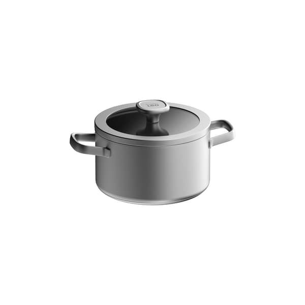 BergHOFF 20 cm Gryta med Lock - Grafitserie med Glaslock fr Fukt- och Smakbevarande