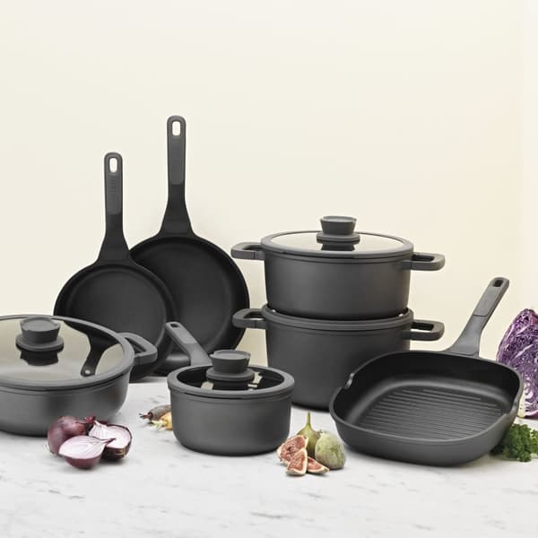 BergHOFF 18 cm kasserolle - Stone+ serien med si-glaslg og silikoneindsat hndtag