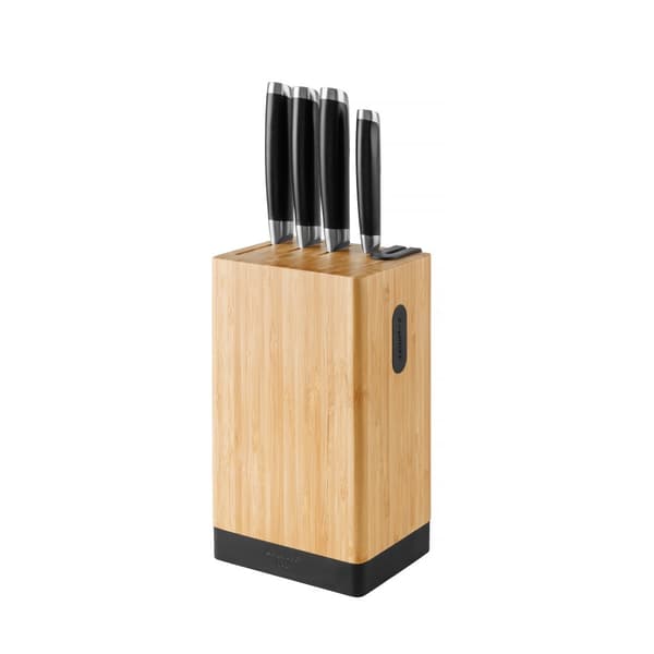 BergHOFF 5-delt Knivblok - Graphite-serien med asiatiske inspirerede knive, skrper & magnetisk side