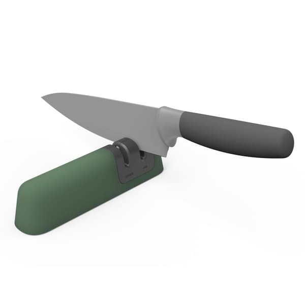 BergHOFF Knivslipare - Tvstegs Grn med Grov/Finkorniga Spr & Ergonomisk Halkfri Bas