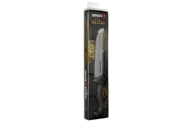 Samura SULTAN PRO 6.5" japanilaisesta teräksestä valmistettu kokkiveitsi mustalla kahvalla - Tarkkuuskeittiövälineet ammatti- ja kotikokeille