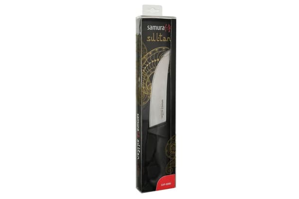 Samura SULTAN PRO 6.3" Pichak Veitsi mustalla kahvalla - Ensiluokkainen japanilaisesta teräksestä valmistettu keittiöveitsi tarkkaan leikkaamiseen ja