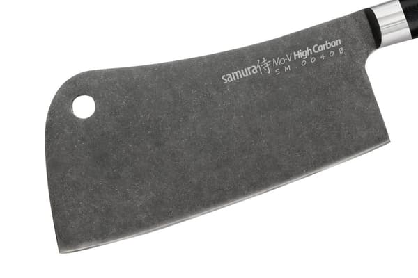 Samura MO-V 7" Stonewash Cleaver - Ensiluokkainen japanilainen teräskeittiöveitsi tarkkaan pilkkomiseen ja viipalointiin, ihanteellinen ammattikokeill