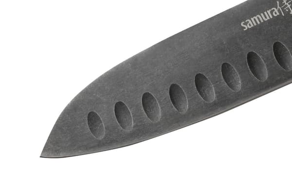 Samura MO-V Stonewash Santoku -veitsi 5.4" - Ensiluokkainen japanilainen teräskeittiöveitsi tarkkaan leikkaamiseen ja parannettuun kulinaariseen suori