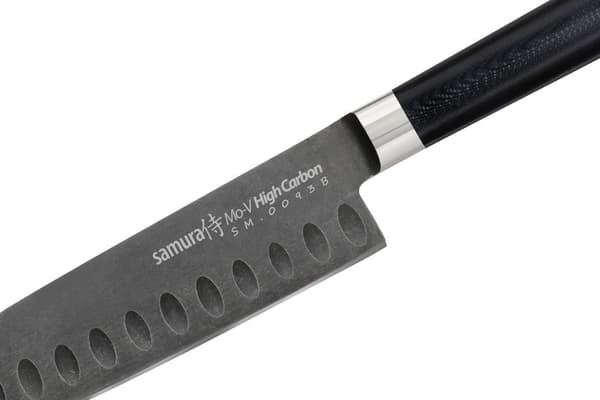 Samura MO-V Stonewash Santoku -veitsi 5.4" - Ensiluokkainen japanilainen teräskeittiöveitsi tarkkaan leikkaamiseen ja parannettuun kulinaariseen suori